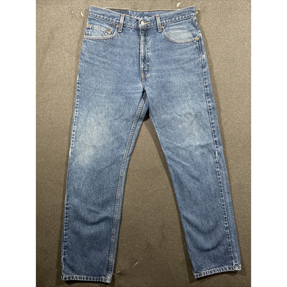 Vintage Levis 505 Regular Fit Straight Leg Jeans 33x32 (32x31) Med Wash 1999 90s